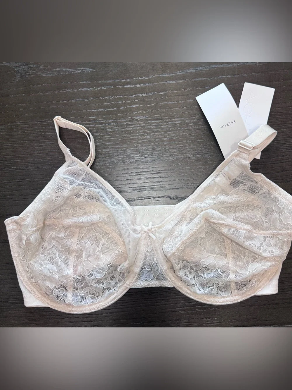 NWT HSIA Enchante Lace Unlined Underwire Minimizer Bra 34H Nude